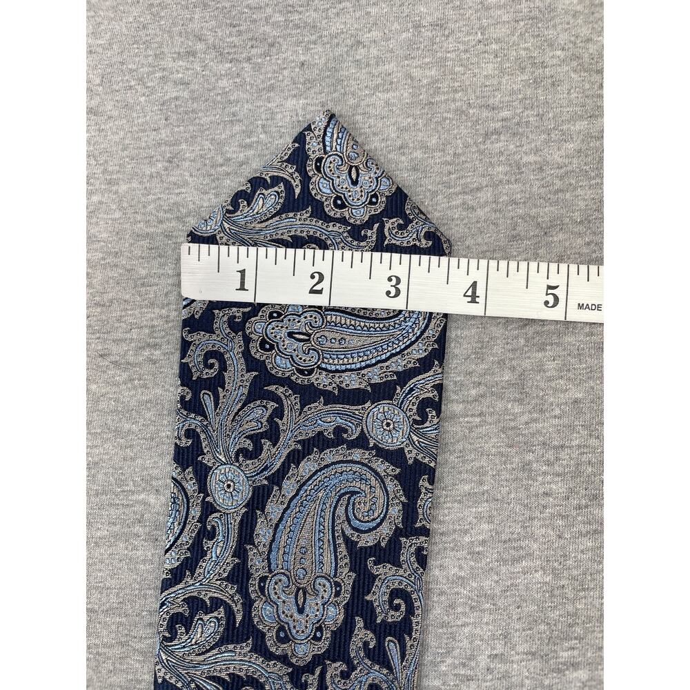 Paul Fredrick Tie Mens Blue Classic 3.5" Paisley 100% Silk 62.5" Long - Picture 4 of 5